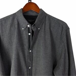 Rag & Bone Tomlin Fit 2 Grey Cotton Linen Slim Fit Long Sleeve Dress Shirt XL